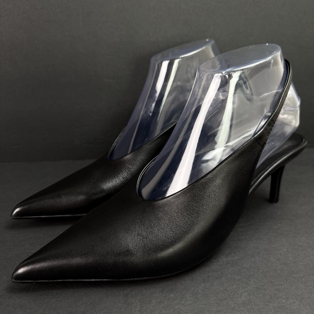 Tony Bianco Baz Pointed Toe Slingback Pumps Black Leather Women’s Size 6
